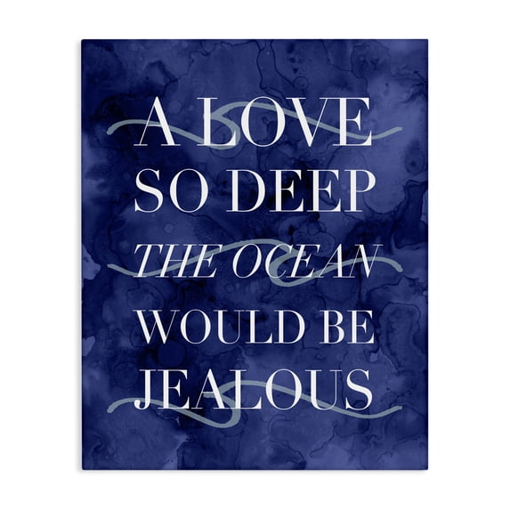 Stupell Industries Contemporary Romanic Ocean Love Serif Text Watery Background Canvas Art, 30 x 40, by Lil' Rue