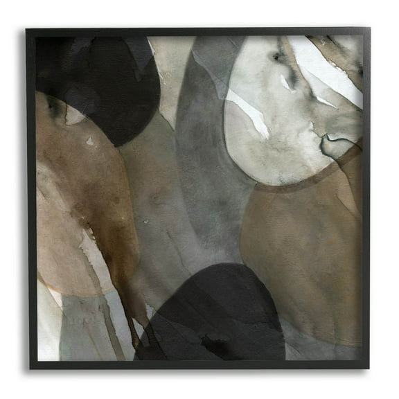 Stupell Industries Contemporary Round Layered Shapes Painting Black Framed Art Print Wall Art, Design by Carol Robinson