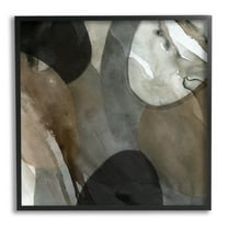 Stupell Industries Contemporary Round Layered Shapes Painting Black Framed Art Print Wall Art, Design by Carol Robinson