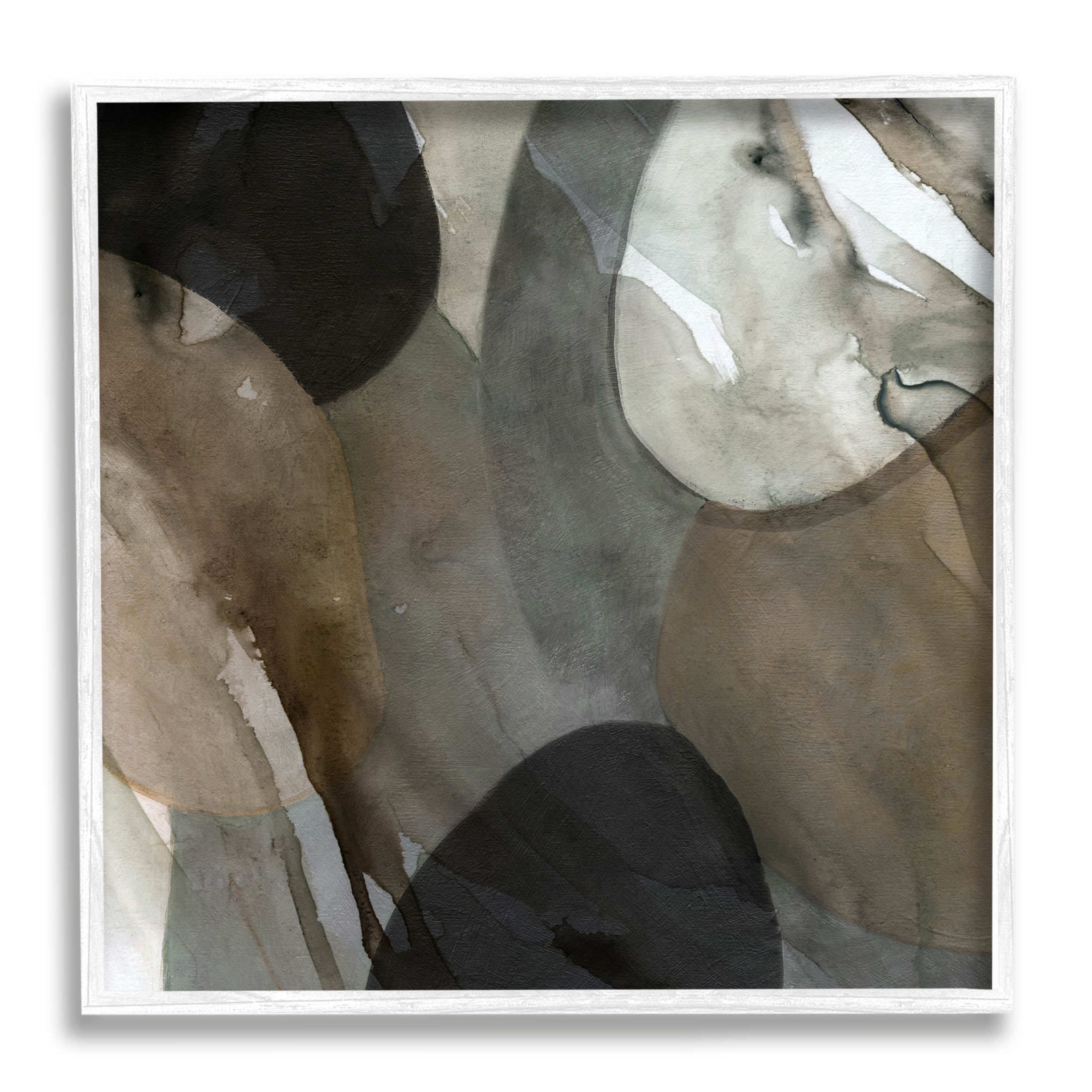 Stupell Industries Contemporary Round Layered Shapes Painting White Framed Art Print Wall Art, Design by Carol Robinson