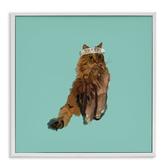 Stupell Industries Contemporary Royal Cat in Crown White Framed Giclee Art, 12 x 12, by Amelia Noyes