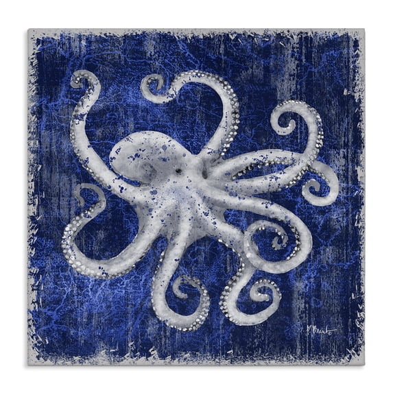 Stupell Industries Contemporary Rustic Indigo Octopus Canvas Art, 24 x 24, by Paul Brent
