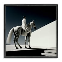 Stupell Industries Contemporary Scene with Horse People Painting Black Framed Art Print Wall Art, 12 x 12