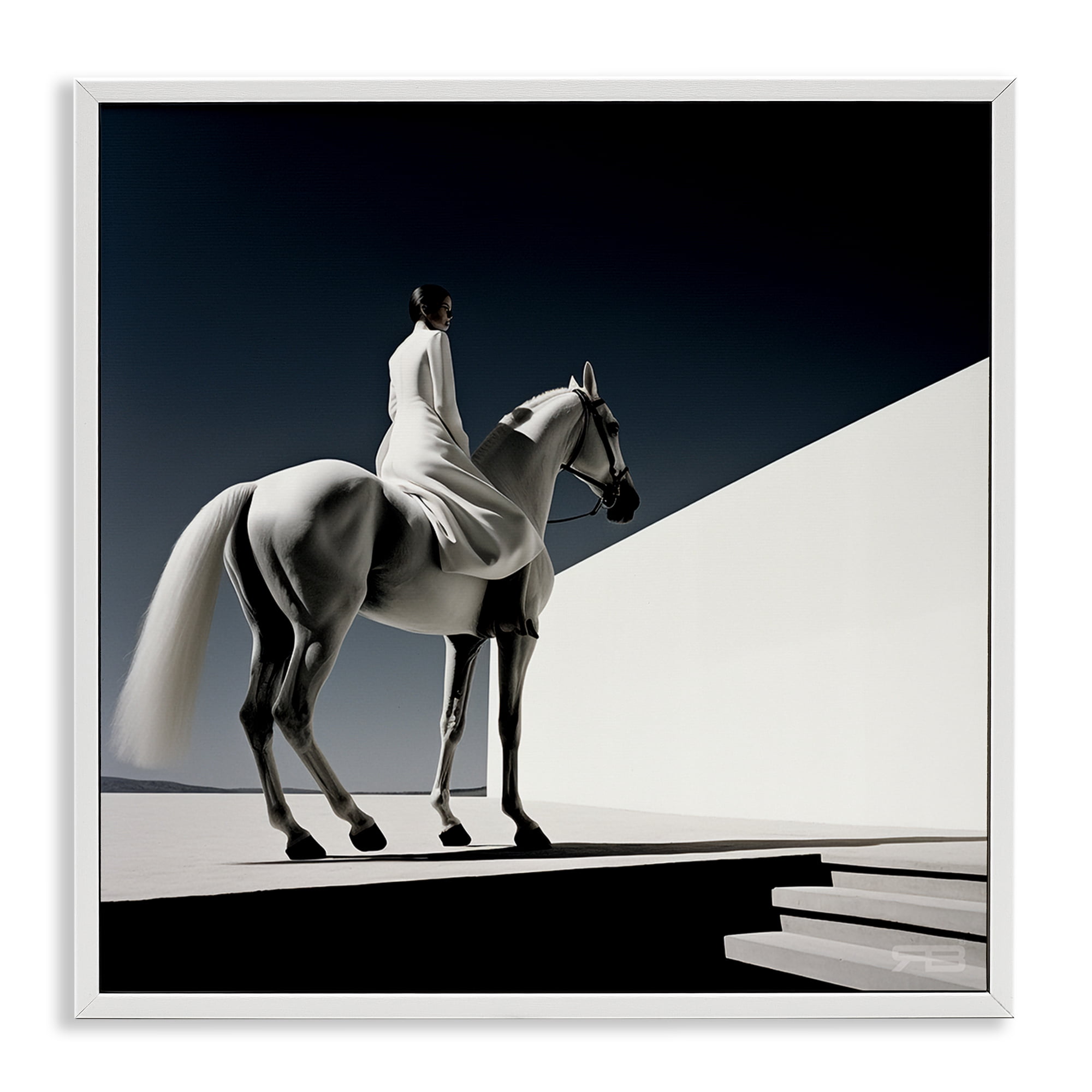 Stupell Industries Contemporary Scene with Horse People Painting White Framed Art Print Wall Art, 17 x 17