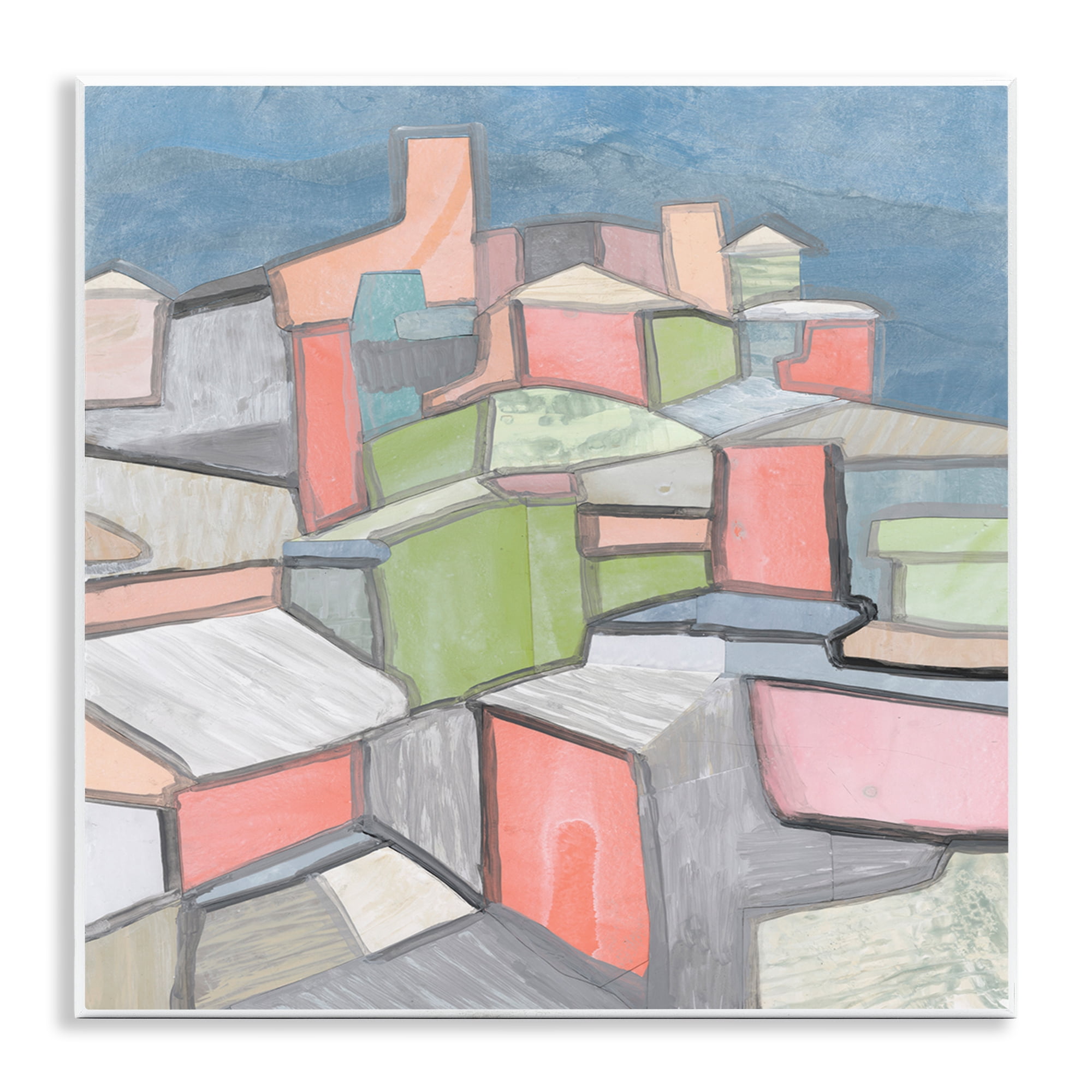 Stupell Industries Contemporary Shapes Arrangement Abstract Painting Unframed Art Print Wall Art, 12 x 12