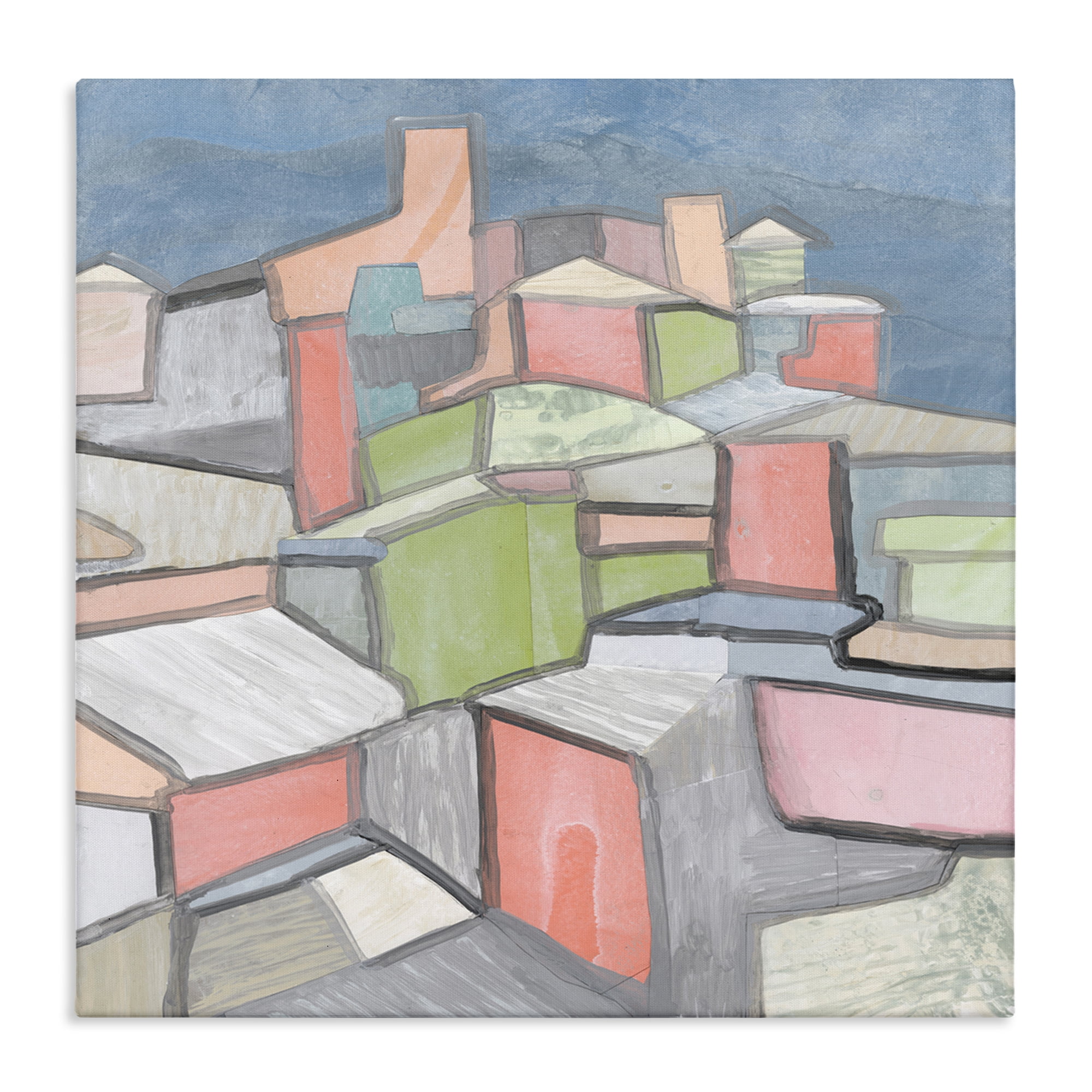 Stupell Industries Contemporary Shapes Arrangement Abstract Painting Wrapped Canvas Art Print Wall Art, 30 x 30