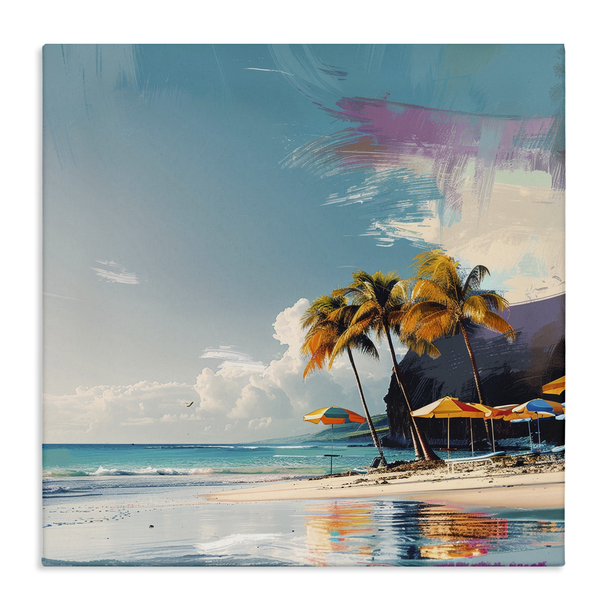 Stupell Industries Contemporary Shoreline Bliss Nautical & Beach Painting Wrapped Canvas Art Print Wall Art, 24 x 24