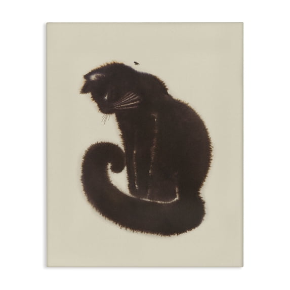 Stupell Industries Contemporary Sitting Cat Curved Tail Canvas Art, 24 x 30, by Grace Popp
