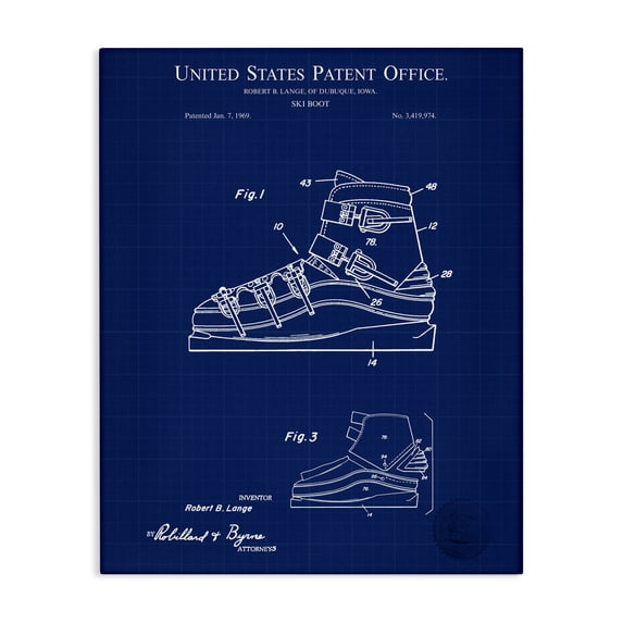 Stupell Industries Contemporary Ski Boot Blueprint Canvas Art, 24 x 30, by Karl Hronek