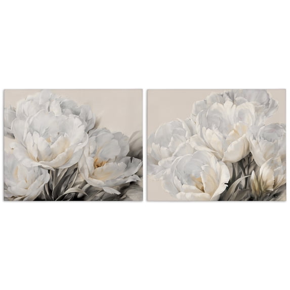 Stupell Industries Contemporary Soft White Budding Roses 2pc Canvas Art Set, 30 x 24 each, by Igor Levashov