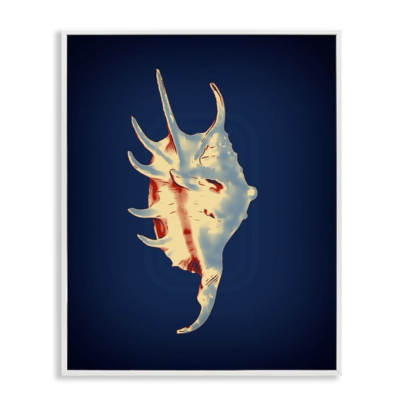 Stupell Industries Contemporary Spider Conch on Blue White Framed Giclee Art, 11 x 14, by Graffitee Studios