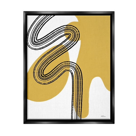 Stupell Industries Contemporary Splatter & Lines Abstract Painting Black Floater Framed Canvas Art Print Wall Art, 17 x 21