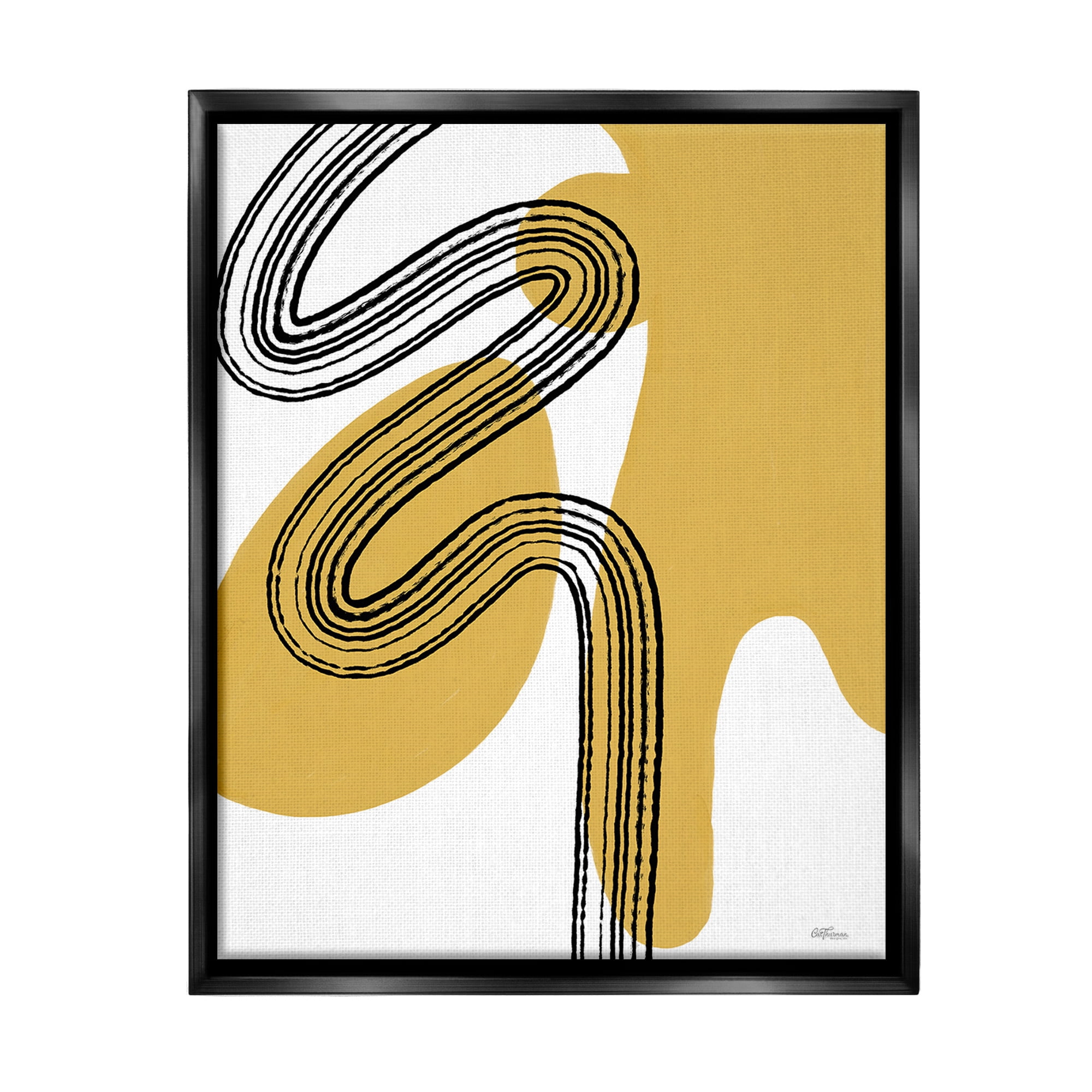 Stupell Industries Contemporary Splatter & Lines Abstract Painting Black Floater Framed Canvas Art Print Wall Art, 25 x 31