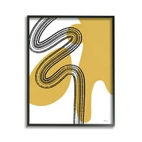 Stupell Industries Contemporary Splatter & Lines Abstract Painting Black Framed Art Print Wall Art, 11 x 14