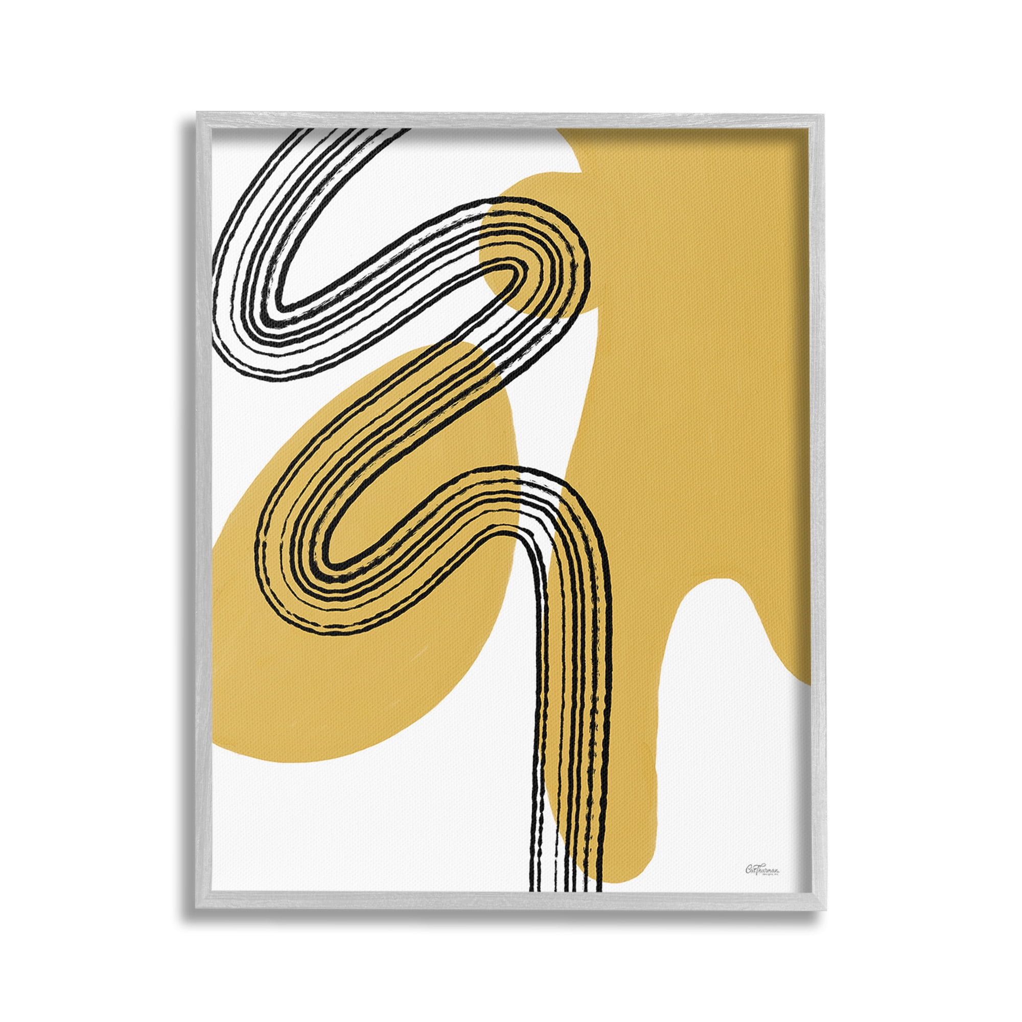 Stupell Industries Contemporary Splatter & Lines Abstract Painting Gray Framed Art Print Wall Art, 16 x 20
