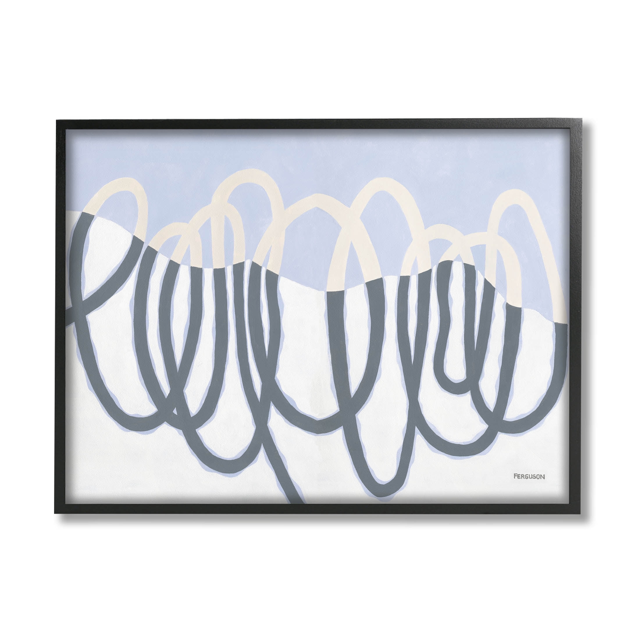 Stupell Industries Contemporary Split Spiral Shape Graphic Art Black Framed Art Print Wall Art, Design by Kathy Ferguson