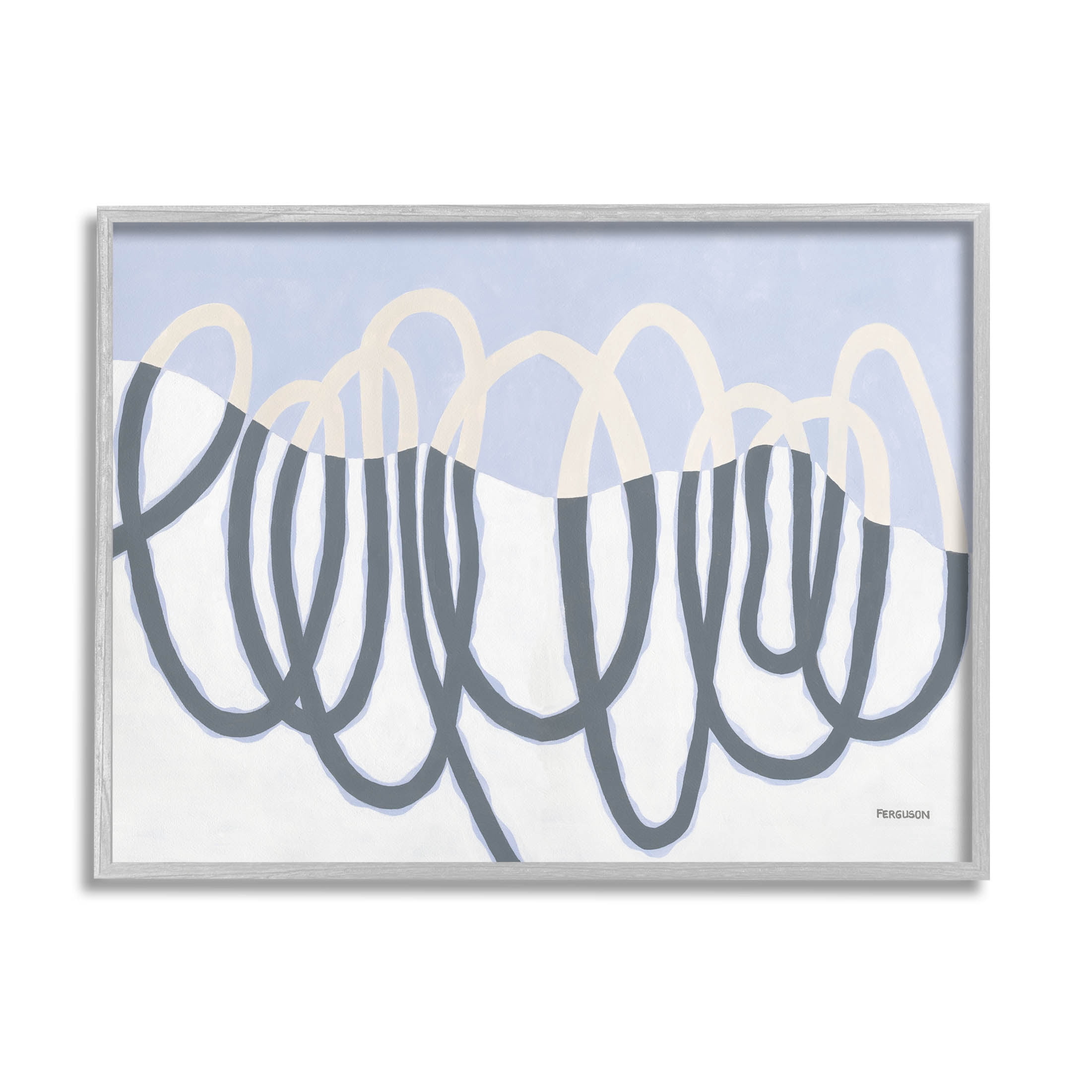 Stupell Industries Contemporary Split Spiral Shape Graphic Art Gray Framed Art Print Wall Art, Design by Kathy Ferguson