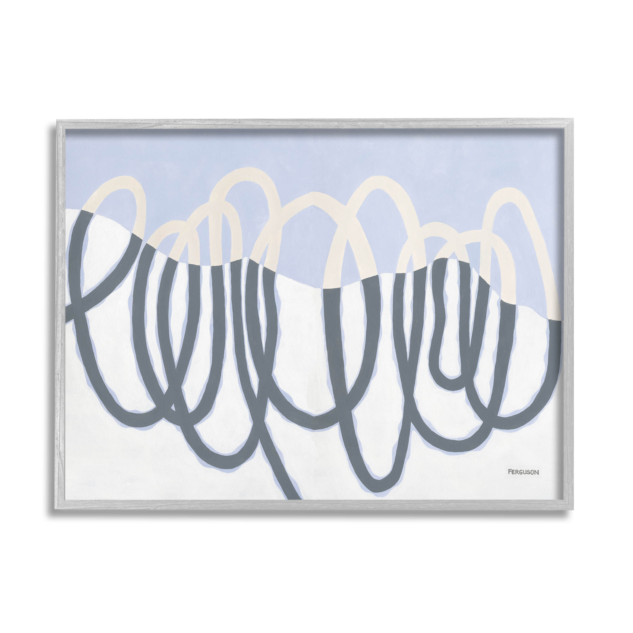 Stupell Industries Contemporary Split Spiral Shape Graphic Art Gray Framed Art Print Wall Art, Design by Kathy Ferguson
