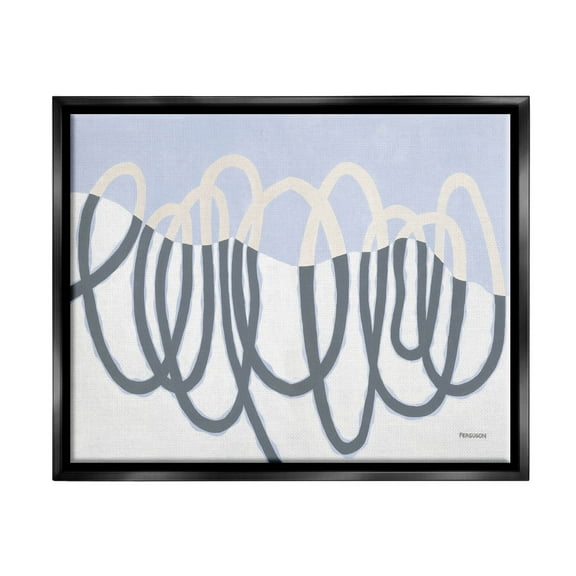 Stupell Industries Contemporary Split Spiral Shape Graphic Art Jet Black Floating Framed Canvas Print Wall Art, Design by Kathy Ferguson