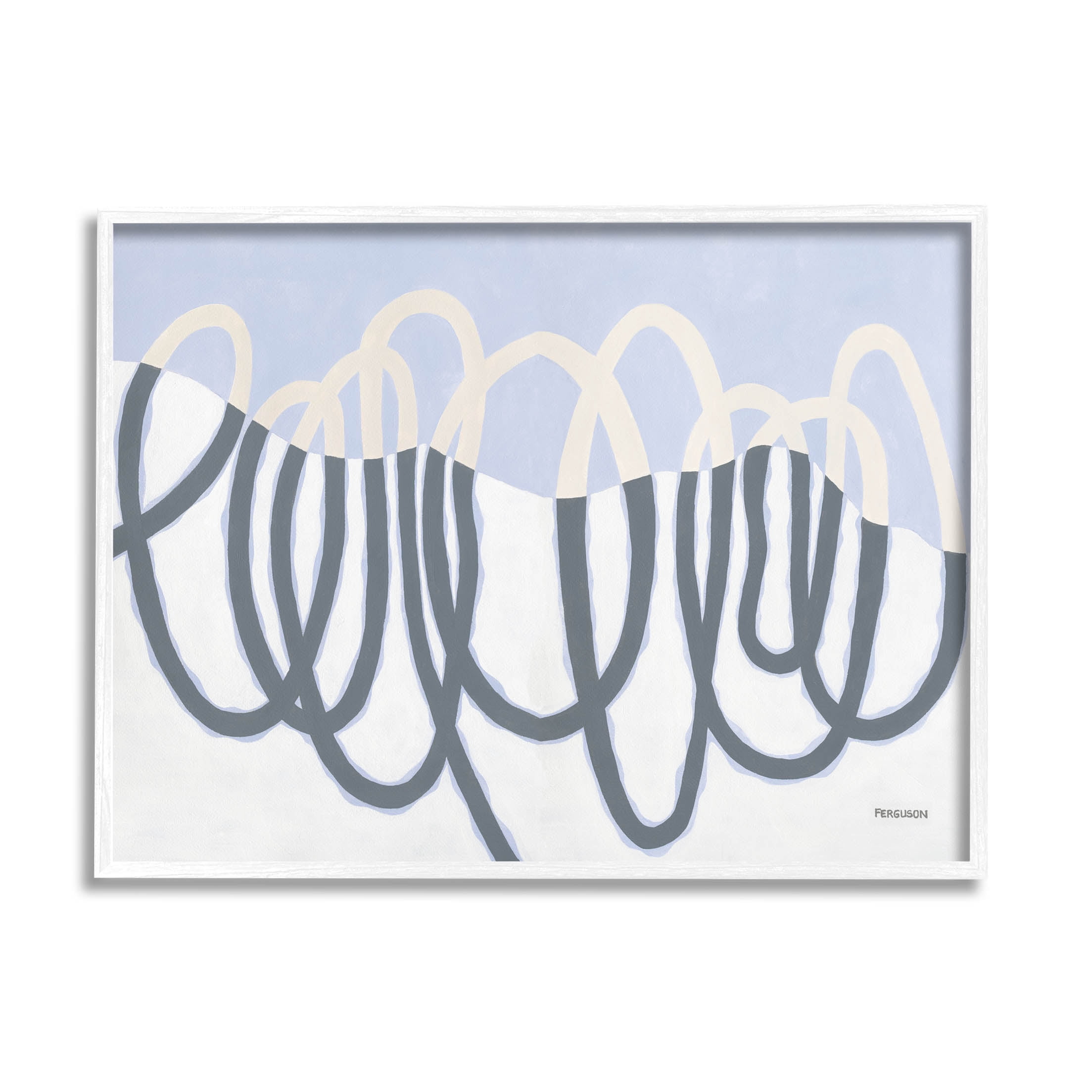 Stupell Industries Contemporary Split Spiral Shape Graphic Art White Framed Art Print Wall Art, Design by Kathy Ferguson