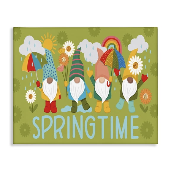 Stupell Industries Contemporary Springtime Rainy Garden Gnomes Canvas Art, 20 x 16, by Lisa Perry Whitebutton