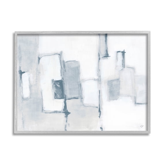 Stupell Industries Contemporary Square Shapes Painting Gray Framed Art Print Wall Art, Design by Lanie Loreth