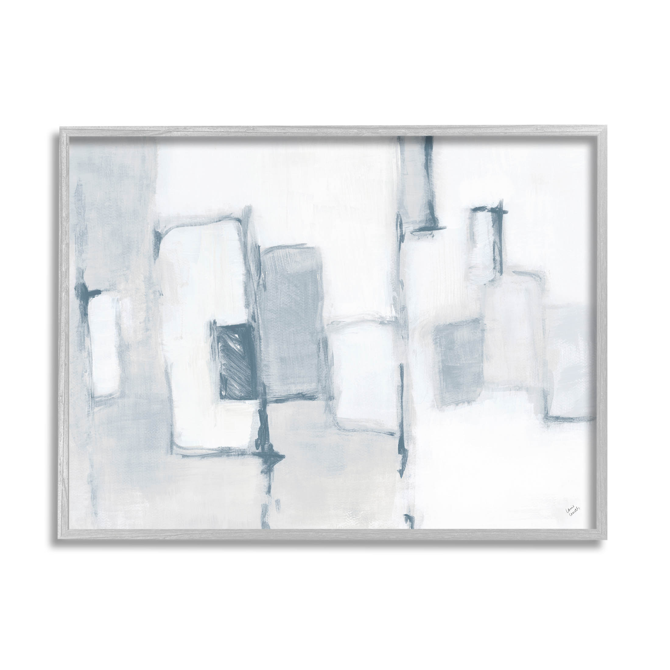 Stupell Industries Contemporary Square Shapes Painting Gray Framed Art Print Wall Art, Design by Lanie Loreth