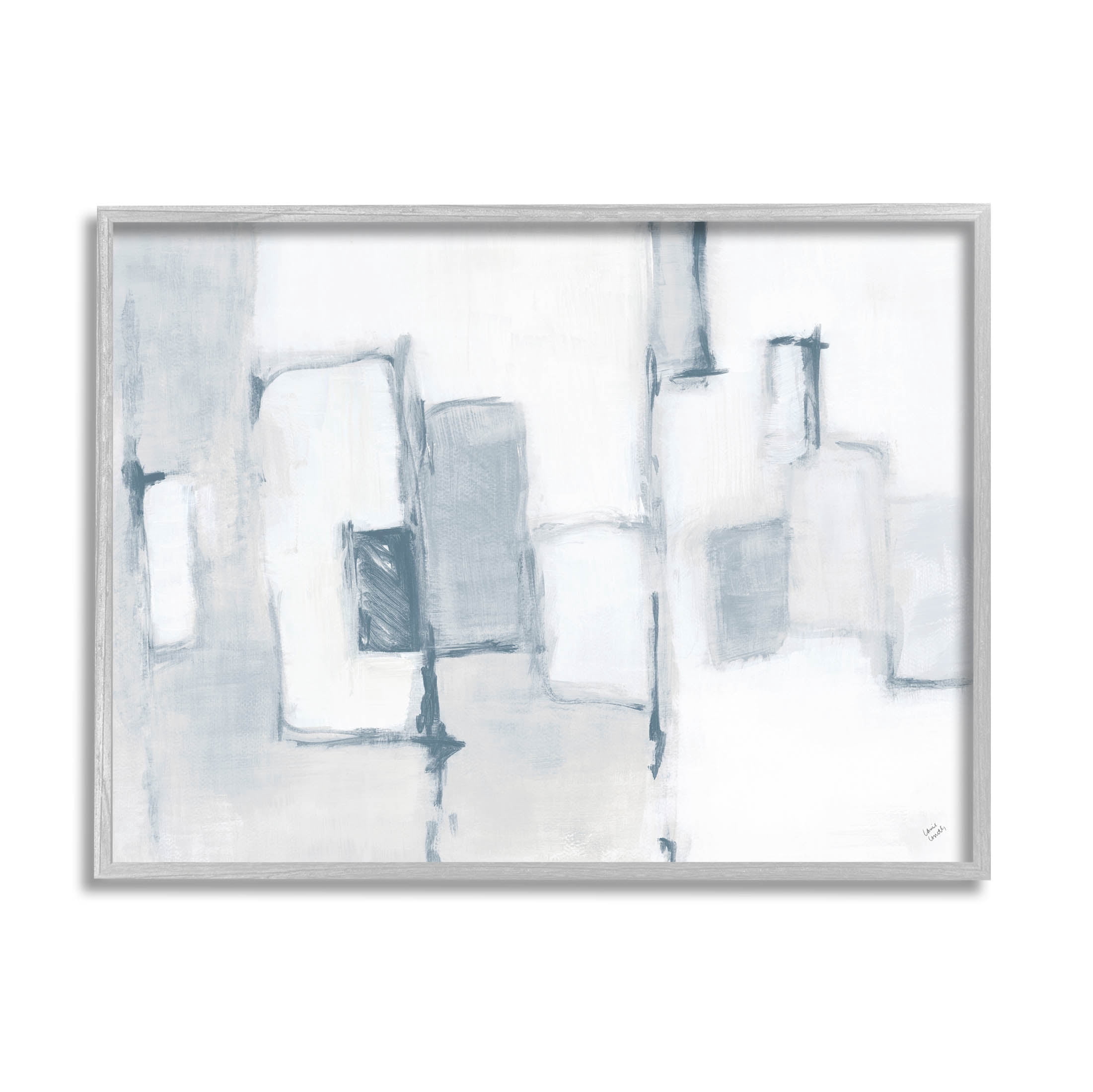 Stupell Industries Contemporary Square Shapes Painting Gray Framed Art Print Wall Art, Design by Lanie Loreth