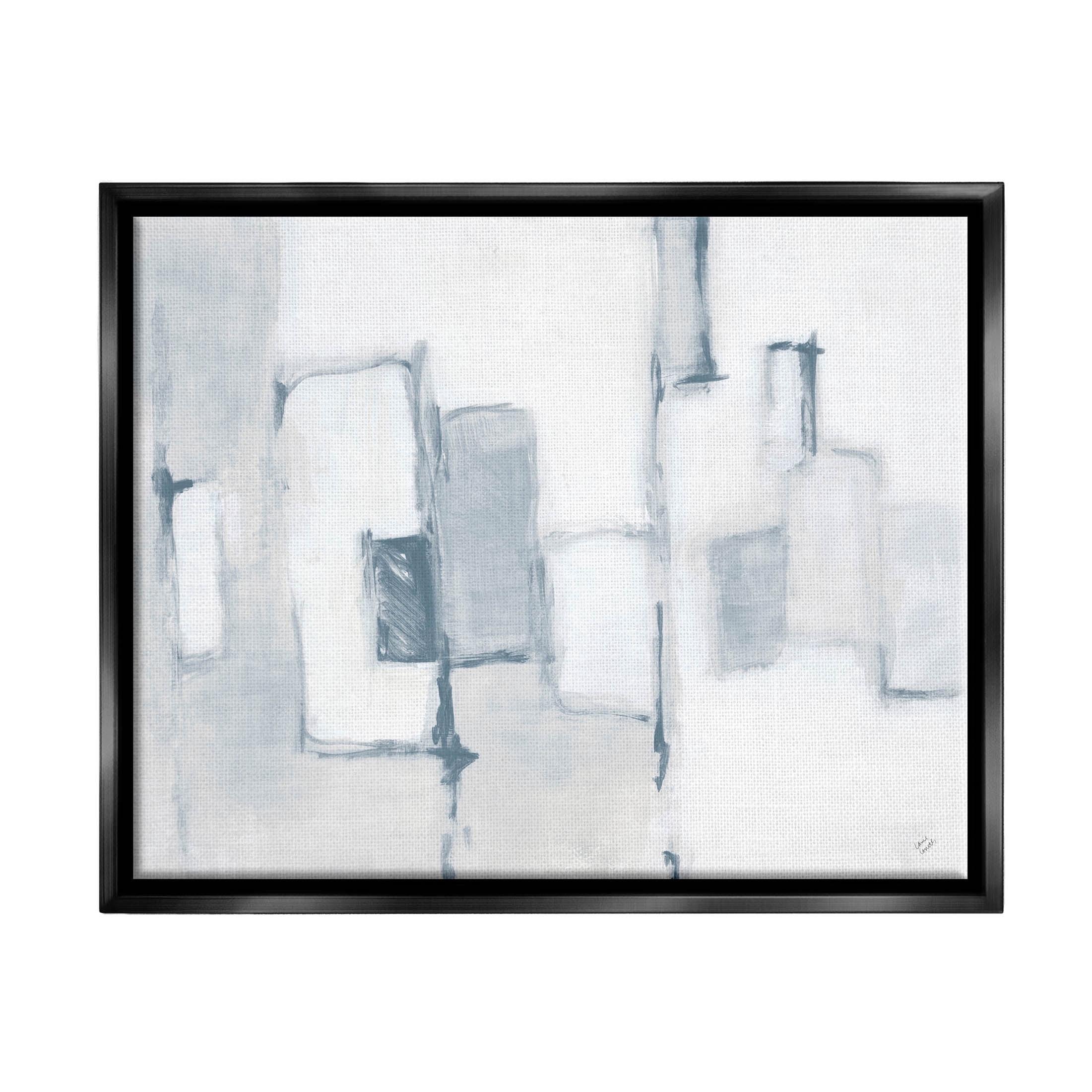 Stupell Industries Contemporary Square Shapes Painting Jet Black Floating Framed Canvas Print Wall Art, Design by Lanie Loreth