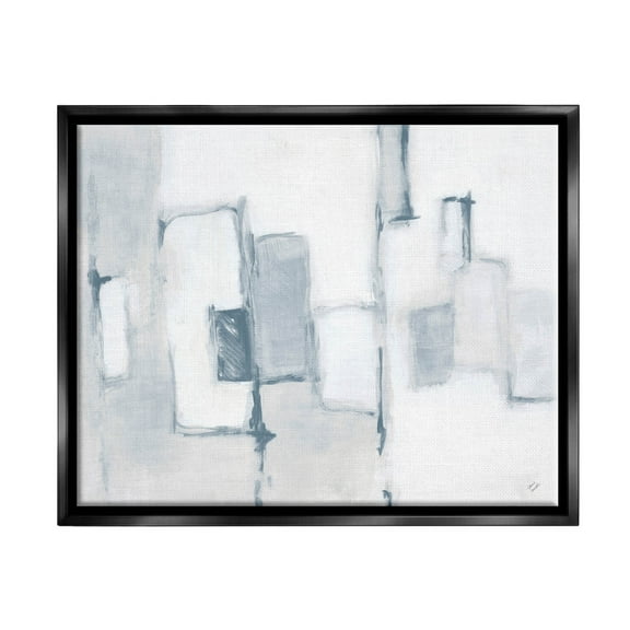 Stupell Industries Contemporary Square Shapes Painting Jet Black Floating Framed Canvas Print Wall Art, Design by Lanie Loreth