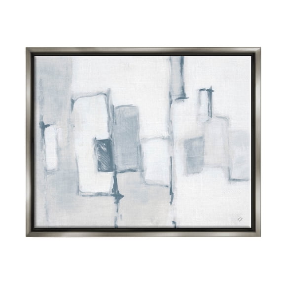 Stupell Industries Contemporary Square Shapes Painting Luster Gray Floating Framed Canvas Print Wall Art, Design by Lanie Loreth