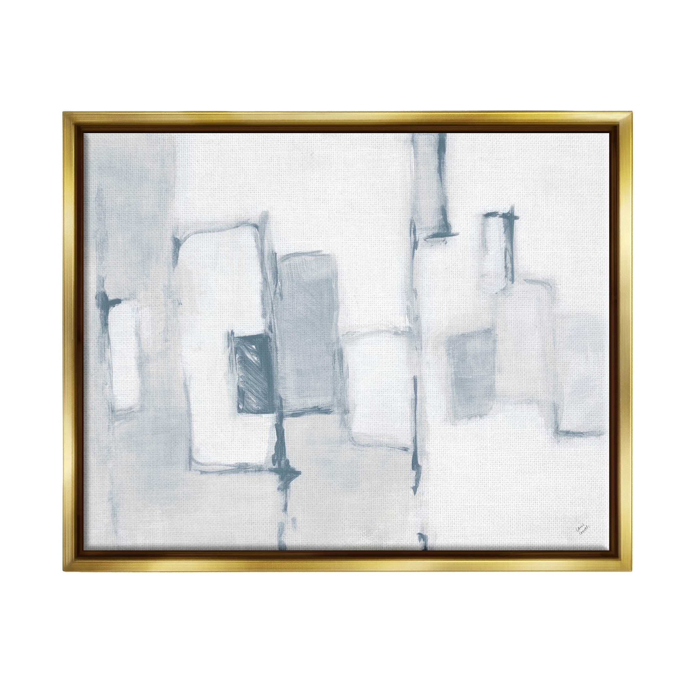 Stupell Industries Contemporary Square Shapes Painting Metallic Gold Floating Framed Canvas Print Wall Art, Design by Lanie Loreth