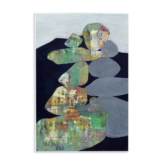 Stupell Industries Contemporary Stacked Rocks Abstract Blue Green Wall Plaque Art, 10 x 15, by Ruth Fromstein
