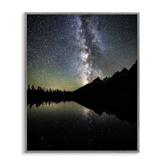 Stupell Industries Contemporary Starry Sky Lake Reflection Gray Framed Giclee Art, 11 x 14, by Daniel Sproul