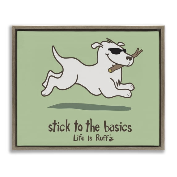 Stupell Industries Contemporary Stick To Basics Dog Brown Floating Frame Canvas Art, 31 x 25, by LIR