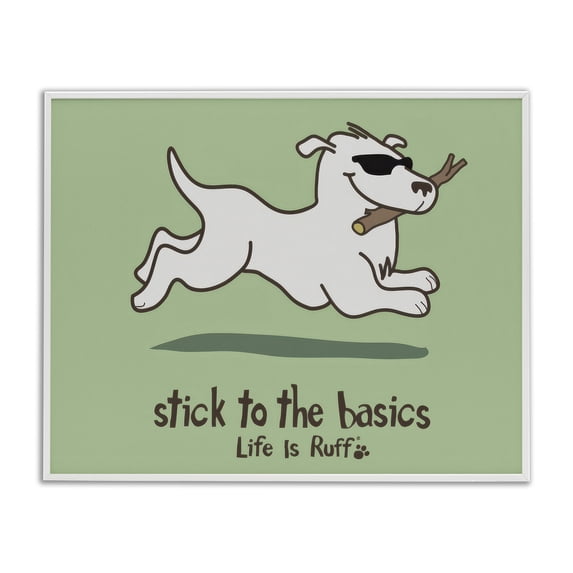 Stupell Industries Contemporary Stick To Basics Dog White Framed Giclee Art, 30 x 24, by LIR