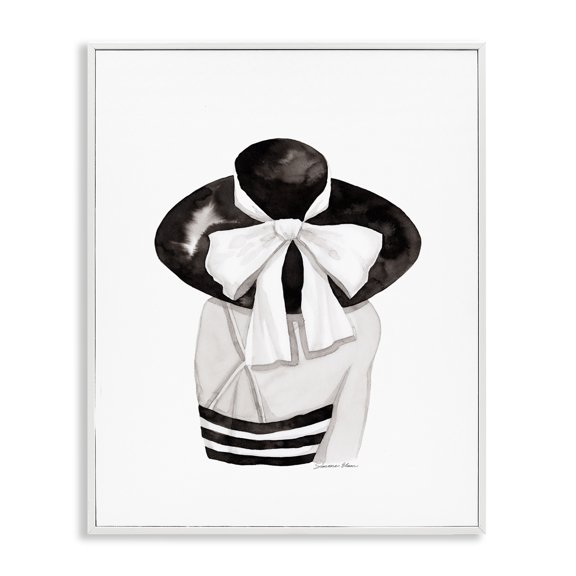 Stupell Industries Contemporary Summer Girl in Hat White Framed Giclee Art, 11 x 14, by Simone Elum