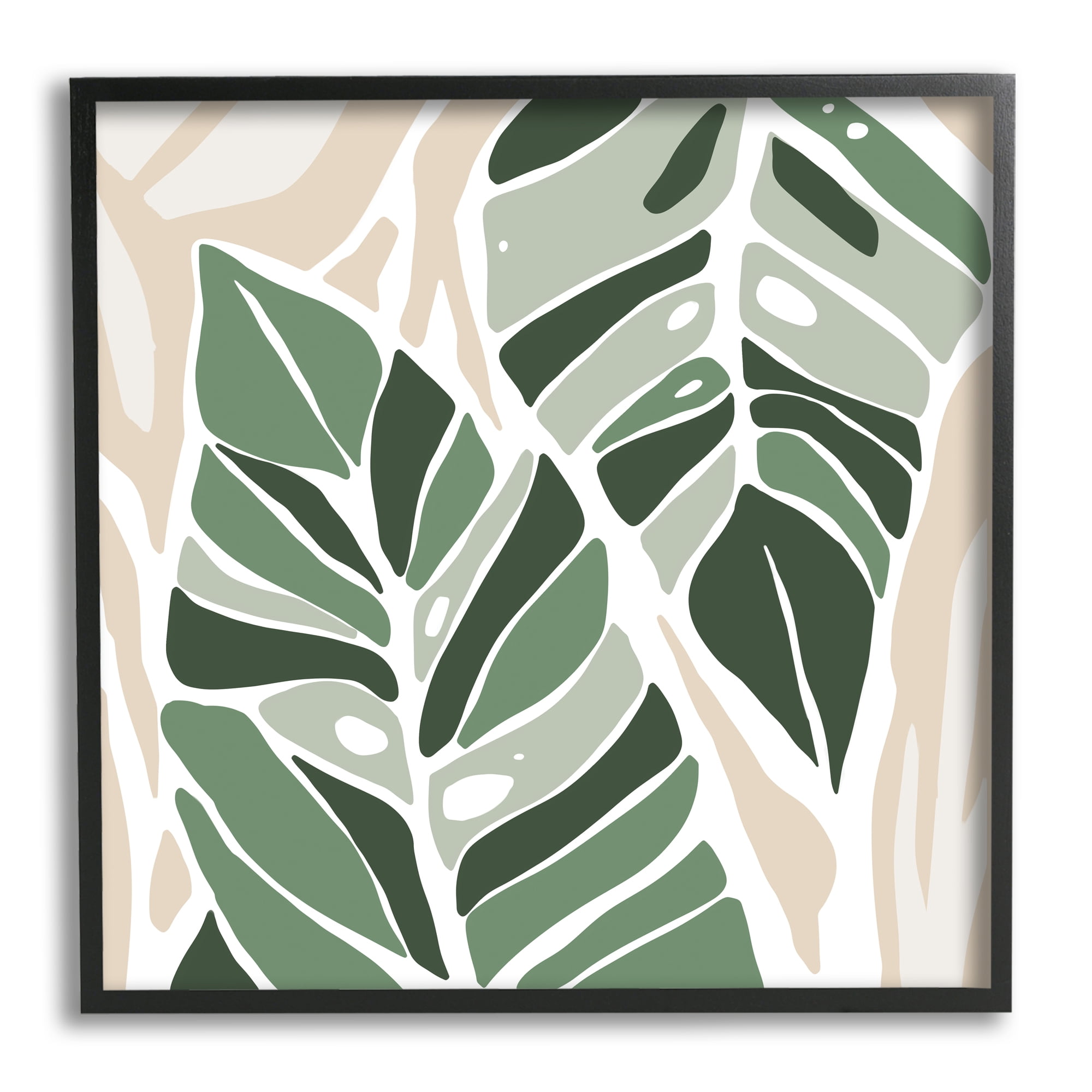 Stupell Industries Contemporary Summer Palm Leaves Botanical & Floral Painting Black Framed Art Print Wall Art