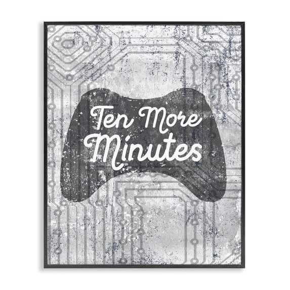 Stupell Industries Contemporary Ten More Minutes Video Games Black Framed Giclee Art, 11 x 14, by Lil' Rue