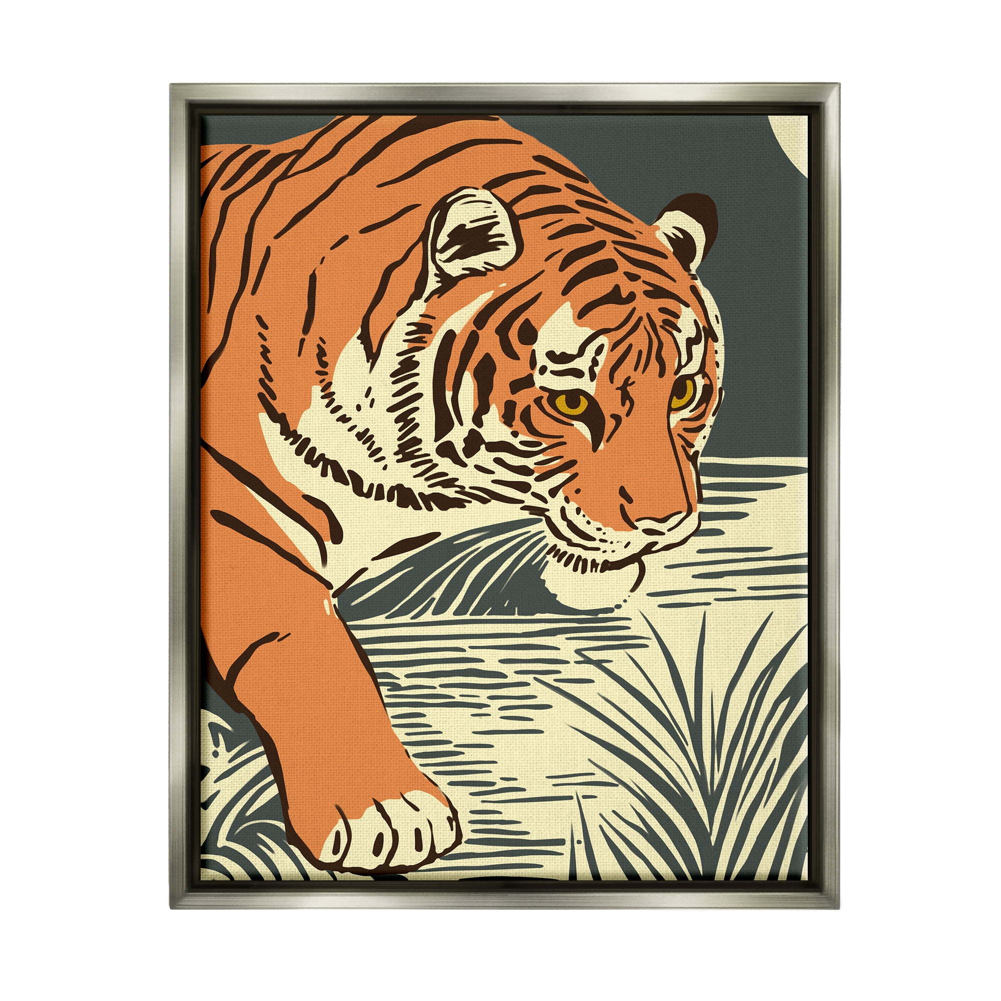 Large Orange and Gray Tiger Canvas Print with Floater Frame