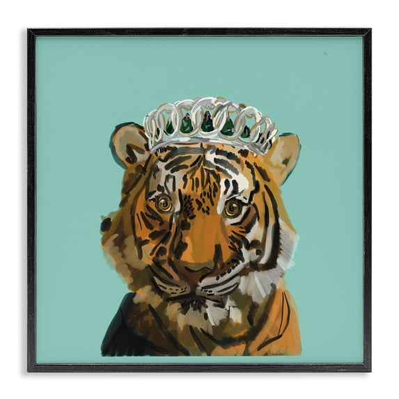 Stupell Industries Contemporary Tiger Wearing Crown Black Framed Giclee Art, 12 x 12, by Amelia Noyes