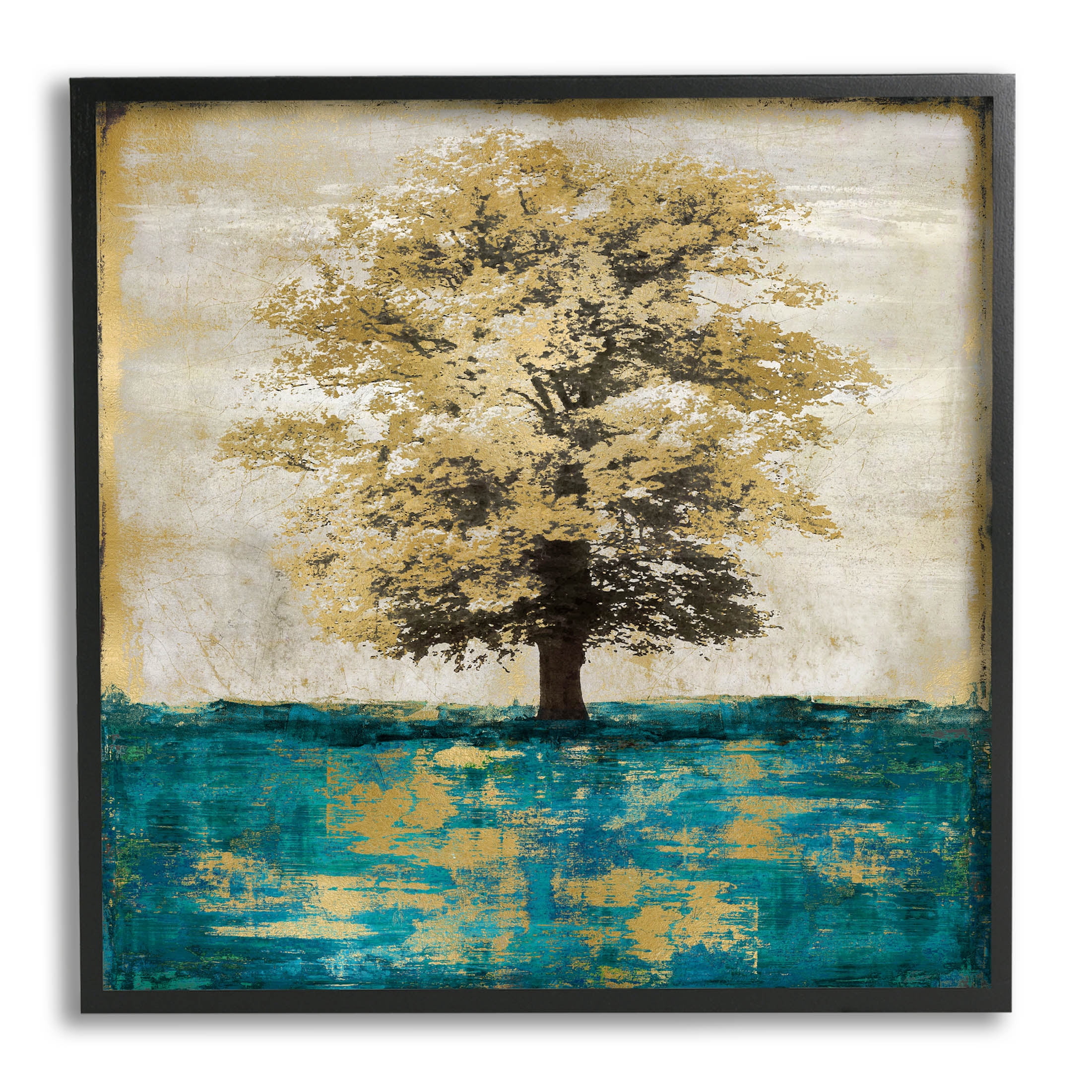 Stupell Industries Contemporary Tree Leaf Reflection Graphic Art Black Framed Art Print Wall Art, Design by Eric Turner