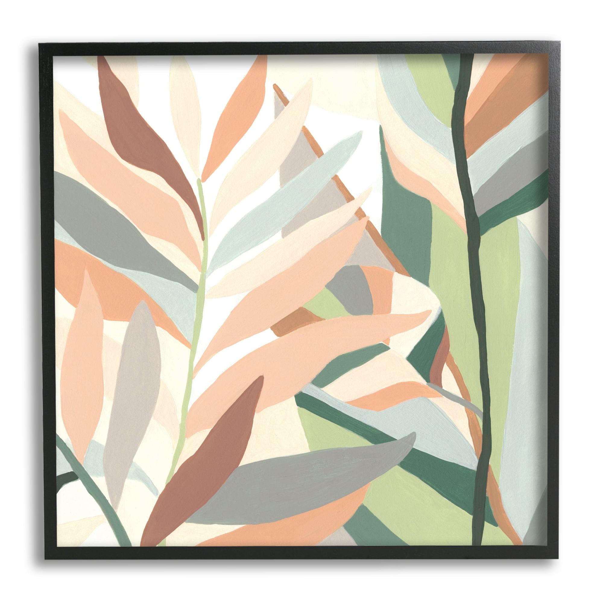 Stupell Industries Contemporary Tropical Palm Leaves Botanical & Floral Painting Black Framed Art Print Wall Art