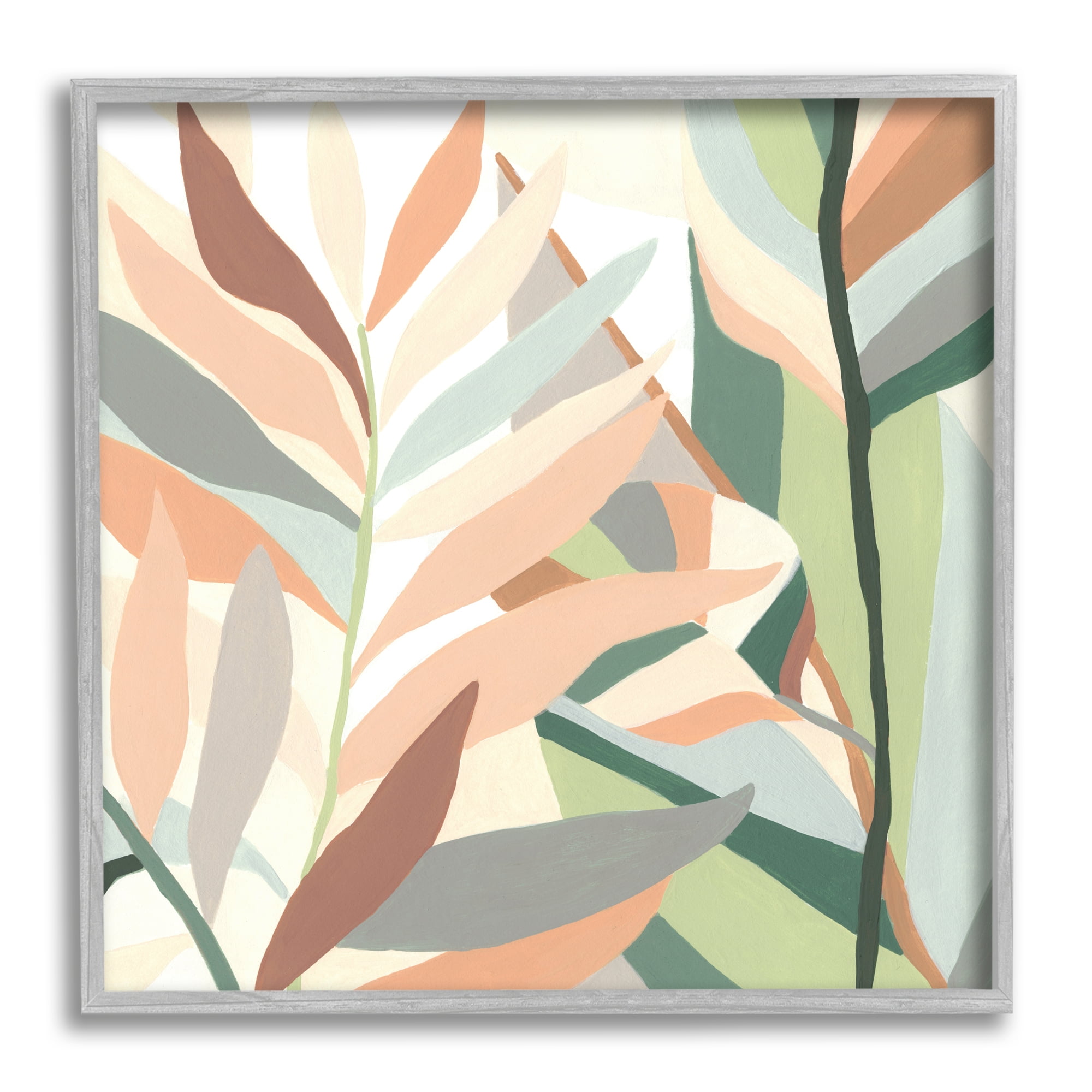 Stupell Industries Contemporary Tropical Palm Leaves Botanical & Floral Painting Gray Framed Art Print Wall Art