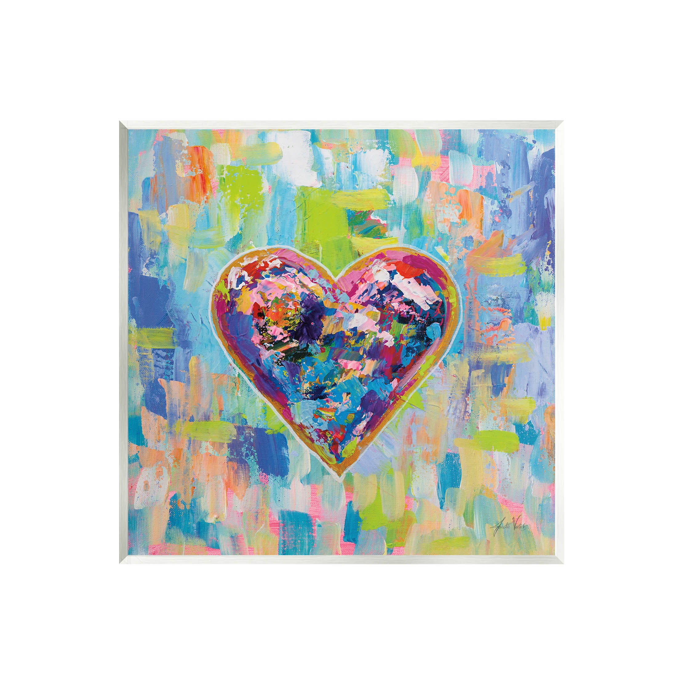 Stupell Industries Contemporary Urban Style Heart Shape Painting Unframed Art Print Wall Art, Design by Jeanette Vertentes