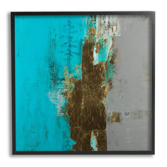 Stupell Industries Contemporary Urban Tree Collage Painting Black Framed Art Print Wall Art, Design by Ruth Fromstein