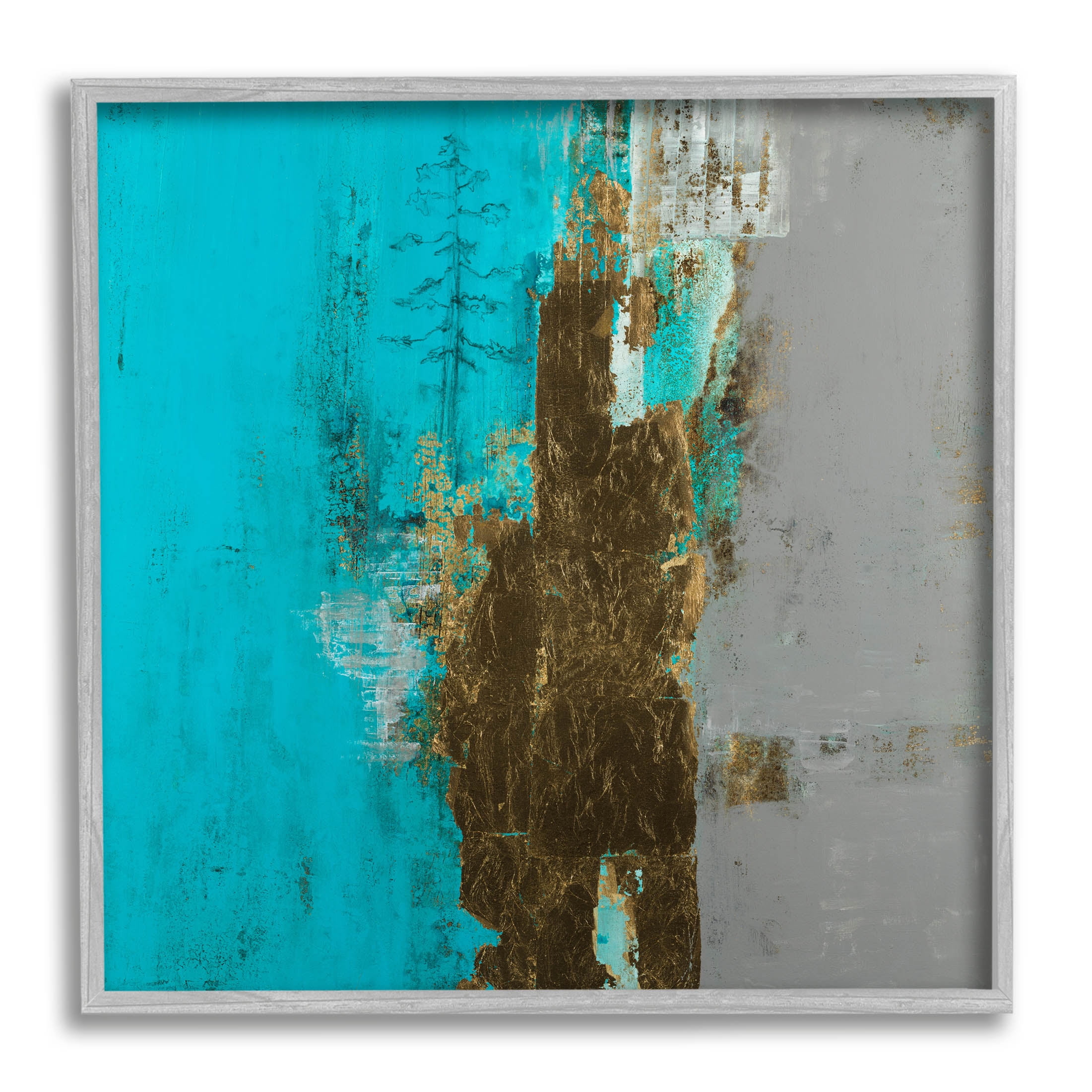 Stupell Industries Contemporary Urban Tree Collage Painting Gray Framed Art Print Wall Art, Design by Ruth Fromstein