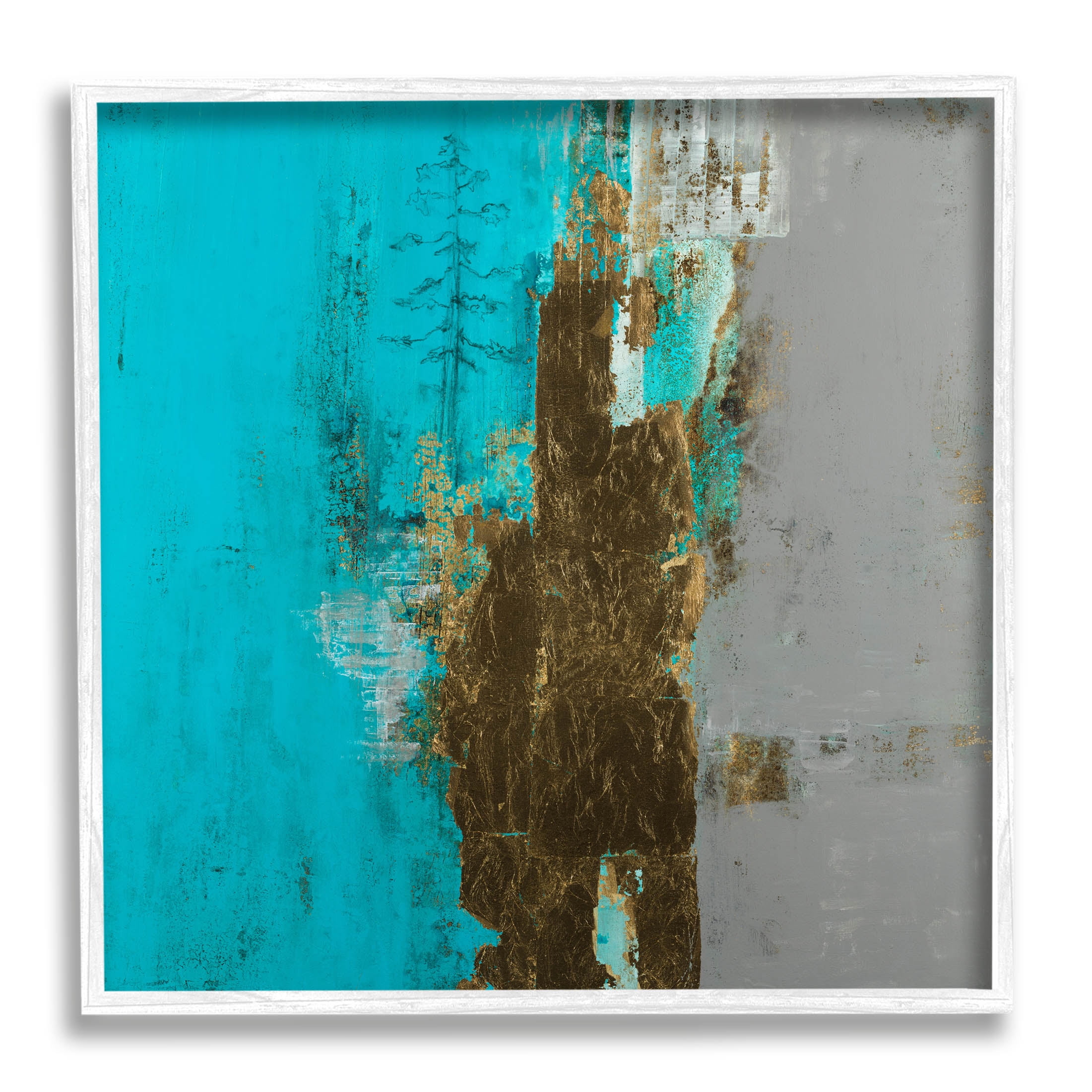 Stupell Industries Contemporary Urban Tree Collage Painting White Framed Art Print Wall Art, Design by Ruth Fromstein