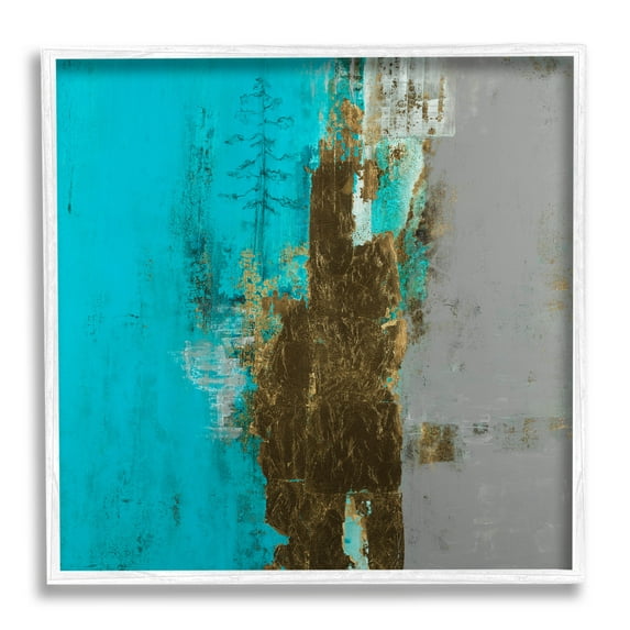 Stupell Industries Contemporary Urban Tree Collage Painting White Framed Art Print Wall Art, Design by Ruth Fromstein