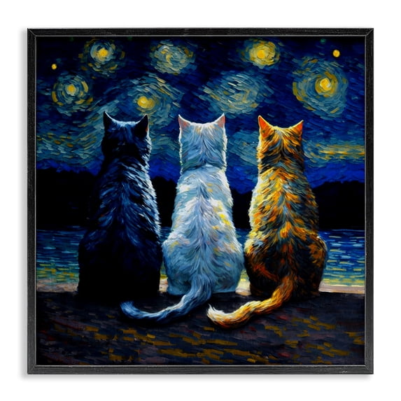 Stupell Industries Contemporary Van Gogh Style Cats Black Framed Giclee Art, 12 x 12, by Svetlana Aleynikova